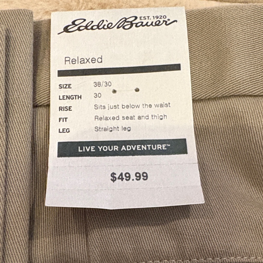 Eddie Bauer Relaxed Fit Chinos - Beige/Tan